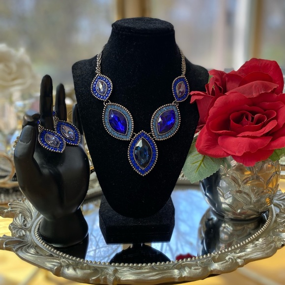 Faux Blue Rhinestone Costume Jewelry - Picture 8 of 8